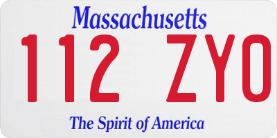 MA license plate 112ZY0