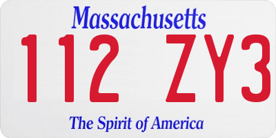 MA license plate 112ZY3