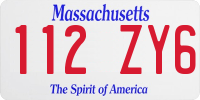 MA license plate 112ZY6