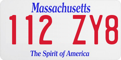 MA license plate 112ZY8