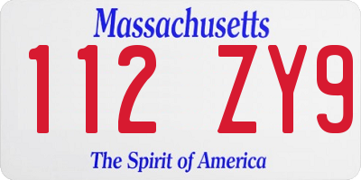 MA license plate 112ZY9