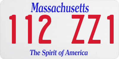 MA license plate 112ZZ1