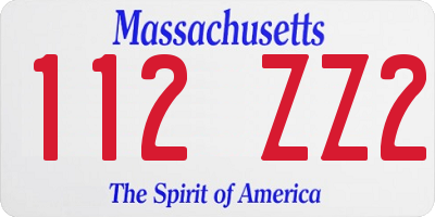MA license plate 112ZZ2