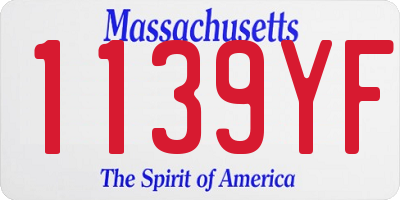 MA license plate 1139YF