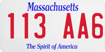 MA license plate 113AA6