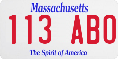 MA license plate 113AB0