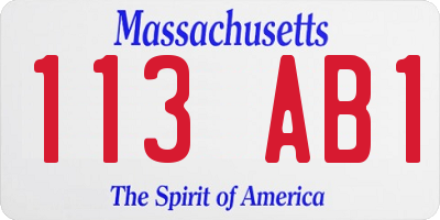 MA license plate 113AB1