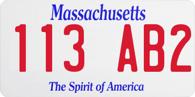 MA license plate 113AB2