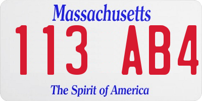 MA license plate 113AB4