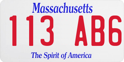 MA license plate 113AB6