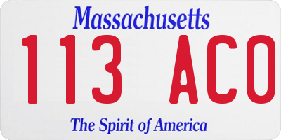 MA license plate 113AC0