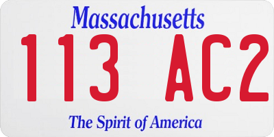 MA license plate 113AC2