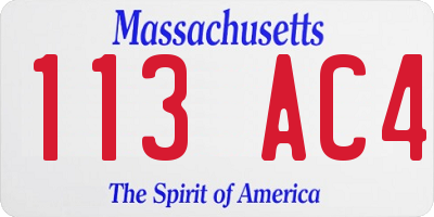 MA license plate 113AC4