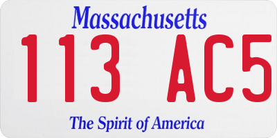 MA license plate 113AC5
