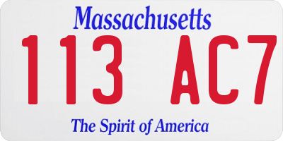 MA license plate 113AC7
