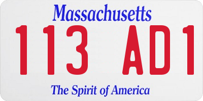 MA license plate 113AD1