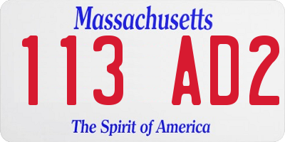 MA license plate 113AD2