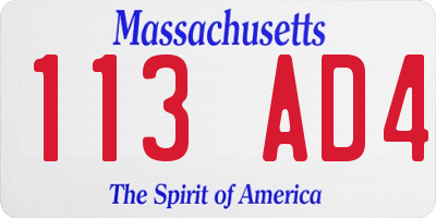 MA license plate 113AD4