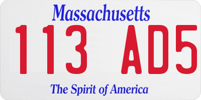 MA license plate 113AD5
