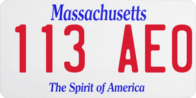 MA license plate 113AE0