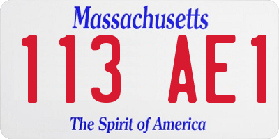 MA license plate 113AE1