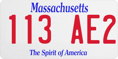 MA license plate 113AE2