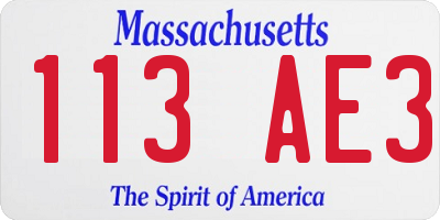 MA license plate 113AE3