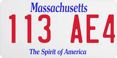MA license plate 113AE4