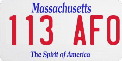 MA license plate 113AF0