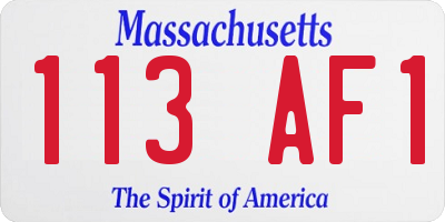 MA license plate 113AF1