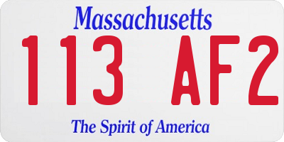 MA license plate 113AF2