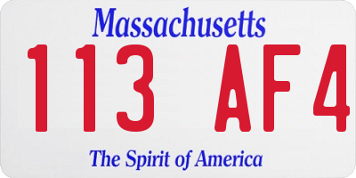 MA license plate 113AF4