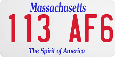 MA license plate 113AF6