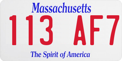 MA license plate 113AF7