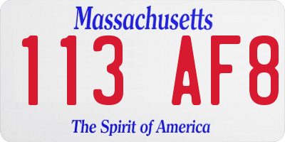 MA license plate 113AF8