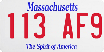 MA license plate 113AF9