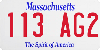 MA license plate 113AG2