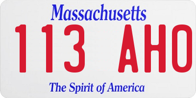 MA license plate 113AH0