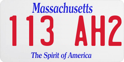 MA license plate 113AH2