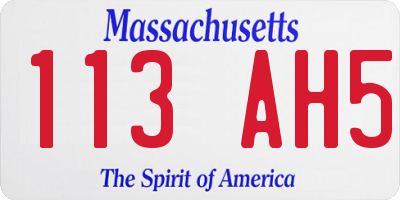 MA license plate 113AH5