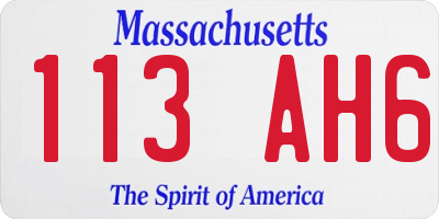 MA license plate 113AH6