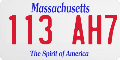 MA license plate 113AH7