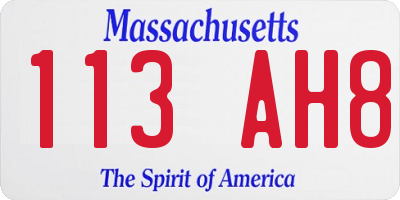 MA license plate 113AH8