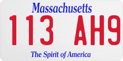 MA license plate 113AH9
