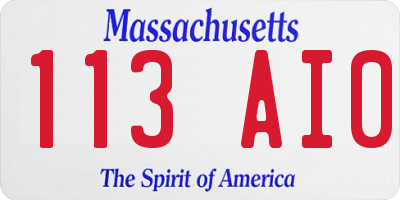 MA license plate 113AI0