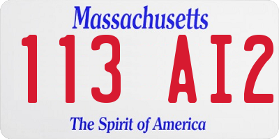 MA license plate 113AI2