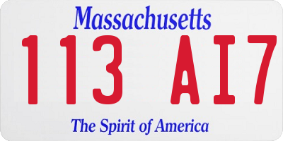 MA license plate 113AI7