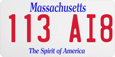 MA license plate 113AI8