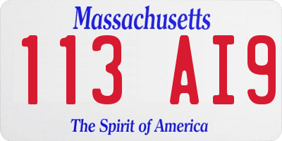 MA license plate 113AI9