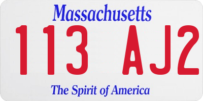MA license plate 113AJ2